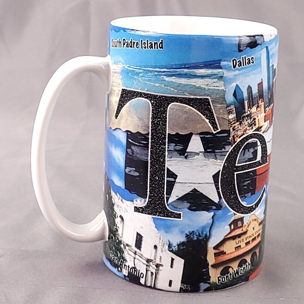 Texas Mug Large Embossed Americaware Austin Dallas Houston Galveston Bay 2009